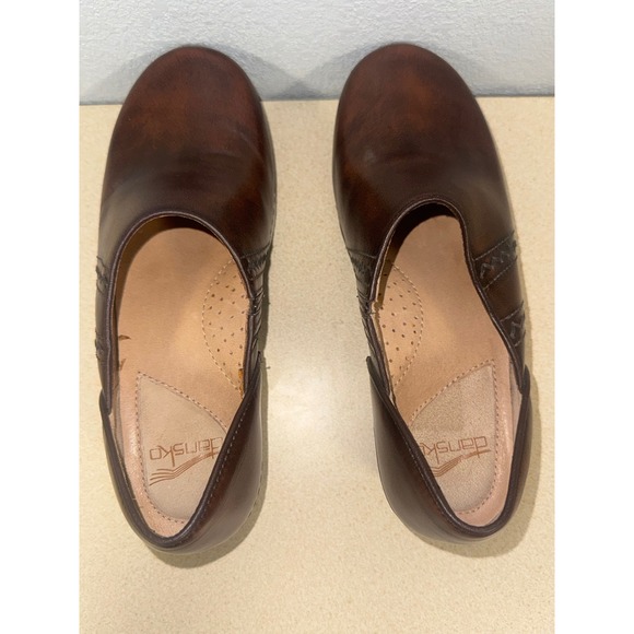 Dansko Brown Leather Slip On Clogs Mules Shoes Women Size 38 Sienna  Brown - Picture 7 of 8